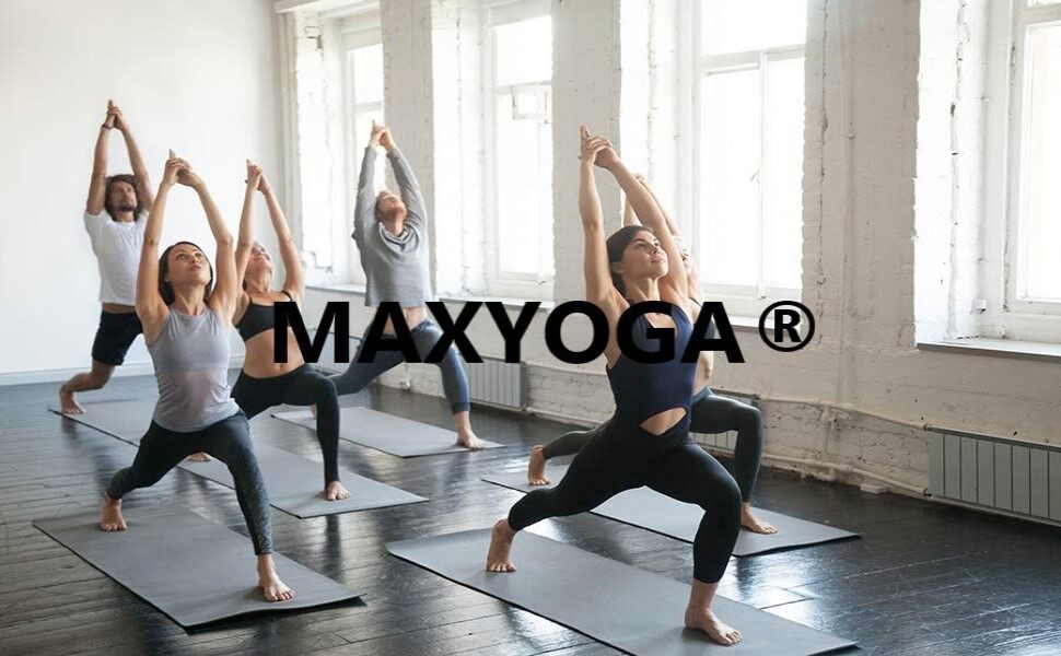 MAXYOGA® MaxDirect Esterilla Yoga Con Sistema De Alineación Y Marcados Colchoneta Yoga Mat Antideslizante Y Ligera De Material Ecologico Tpe Tamano Ideal 183cm X 61cm X 6mm Negro