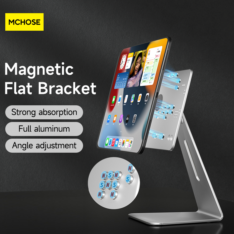 MC ipad magnetic flat stand full aluminum strong suction absorption tablet bracket ipad air / ipad pro 1st / 2nd / 3rd / 4th / 5th gen. tablet stand holder