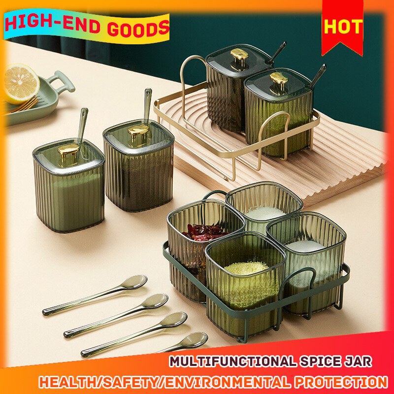 Gambar [100% Quality Assurance] Seasoning Jar Kitchen Household Seasoning Bottle Combination Set Seasoning Bottle Jar Salt Jar Msg Seasoning Storage Box