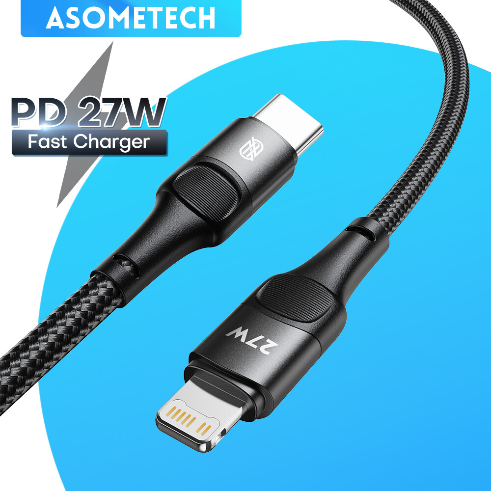 Asometech cáp pd 27w loại usb c cho điện thoại 14 pro max 13 12 11 type c sang lightning cáp sạc nhanh dây cáp truyền dữ liệu