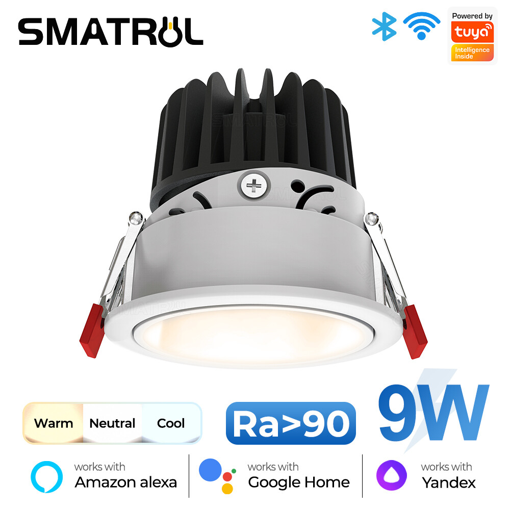 Smatrul đèn led âm trần thông minh tuya / smart life app wifi đèn rọi trần xoay tròn 9w gấp gọn đèn âm trần có thể điều chỉnh độ sáng gắn bề mặt đèn trần nhà bếp phòng khách điều khiển bằng giọng nói cho alexa google home đèn âm trần có thể điều chỉnh