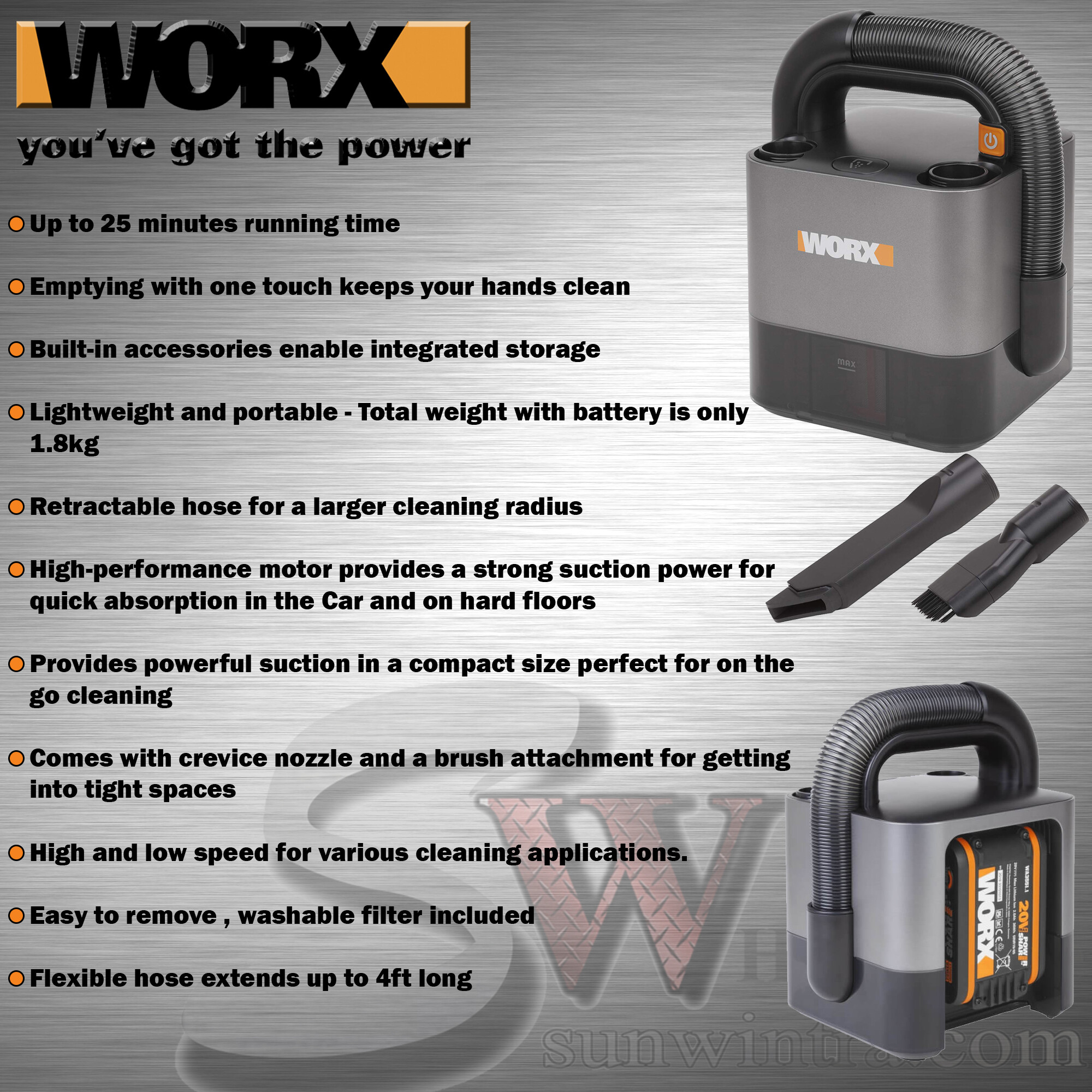 WORX 20V PORTABLE VACUUM CLEANER WX030 