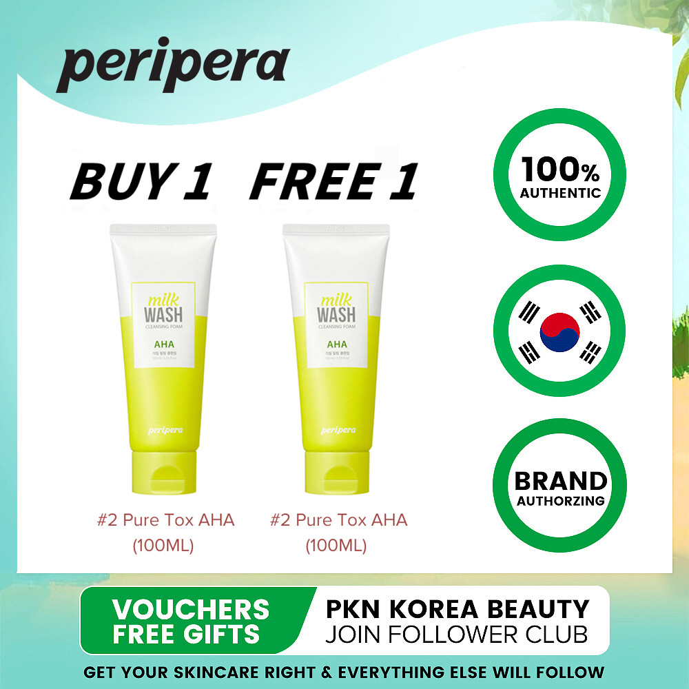 Sữa rửa mặt peripera milk wash cleansing foam , #1 milk-toning brigtenning, #2 pure-tox aha natural peeling, #3 sữa rửa mặt có tính axit phụ ph5.5 ± relief-care,