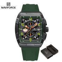 NAVIFORCE นาฬิกาผู้ชายกันน้ำนาฬิกาข้อมือควอตซ์โครโนกราฟลำลองแนวสปอร์ตของแท้พร้อม NF8052จอแสดงปฏิทินหน้าปัดดิจิตอลเรืองแสง