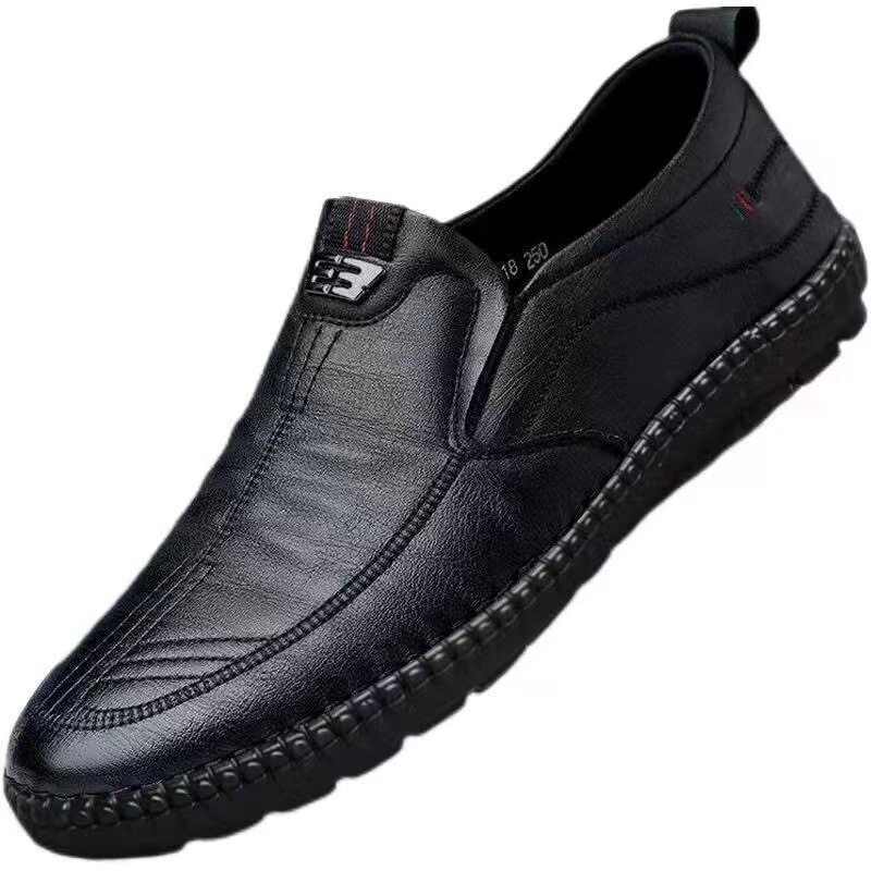 RONGBU Men's business leather shoes with non-slip, breathable, and soft soles, suitable for middle-aged and elderly men.