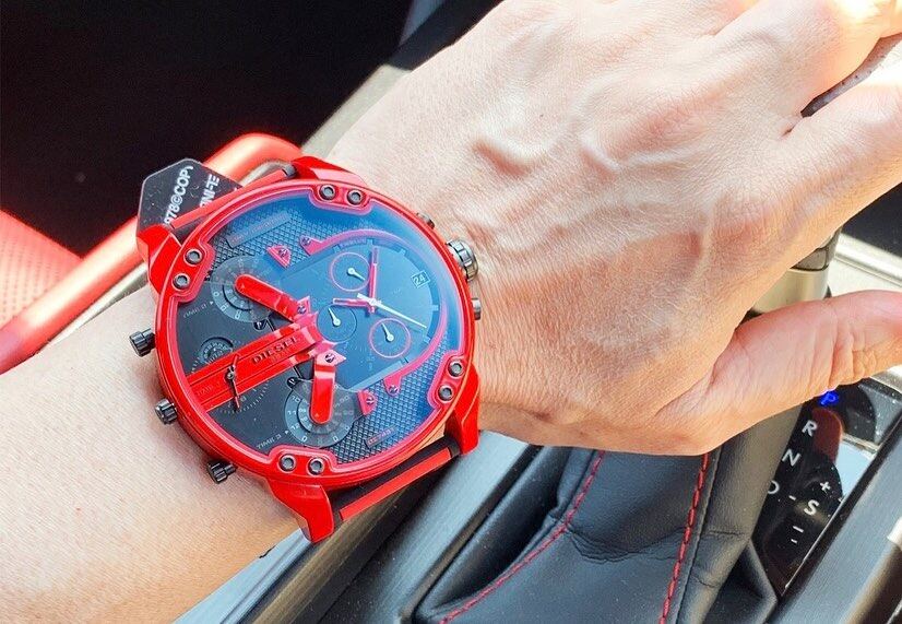 dz7431 mr daddy 2.0 multifunction red silicone watch