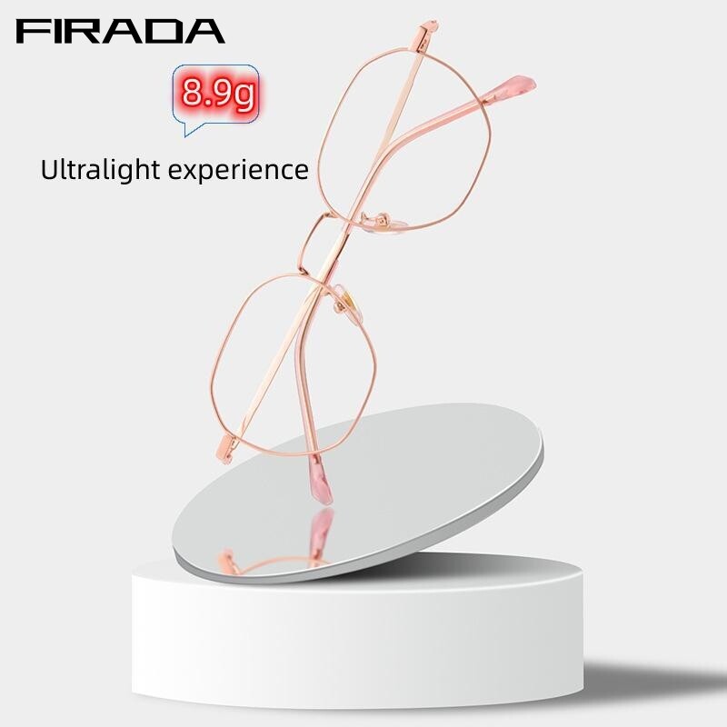 FIRADA New Fashion Eyewear Women's Retro Polygonal Titanium Eyeglasses Myopia Optical Prescription Glasses Frame For Women 2018 ราคา 345 บาท*ส่งฟรี