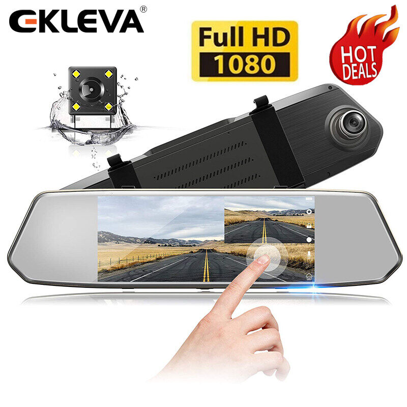 Ekleva Gương Dash Cam 1080P ống kính kép 7 Inch Màn Hình cảm ứng IPS