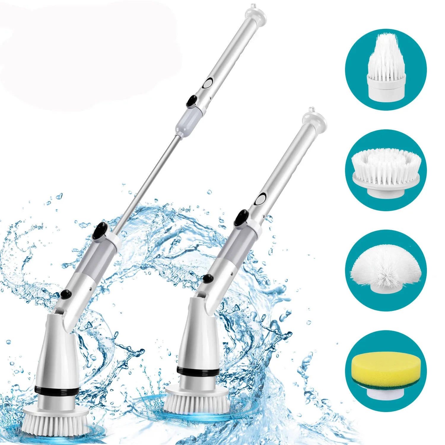 Jesopb Electric Scrubber Power Brush Shower Scrubber (Philippine Plug Actual 4000mAh battery), Ergonomic Design Cordless and Handheld Bathroom Scrubber with 4 Replaceable Cleaning Brush Heads, High Rotation for Cleaning Floor, Sink, Tile and Tub ราคา 1,390 บาท*ส่งฟรี