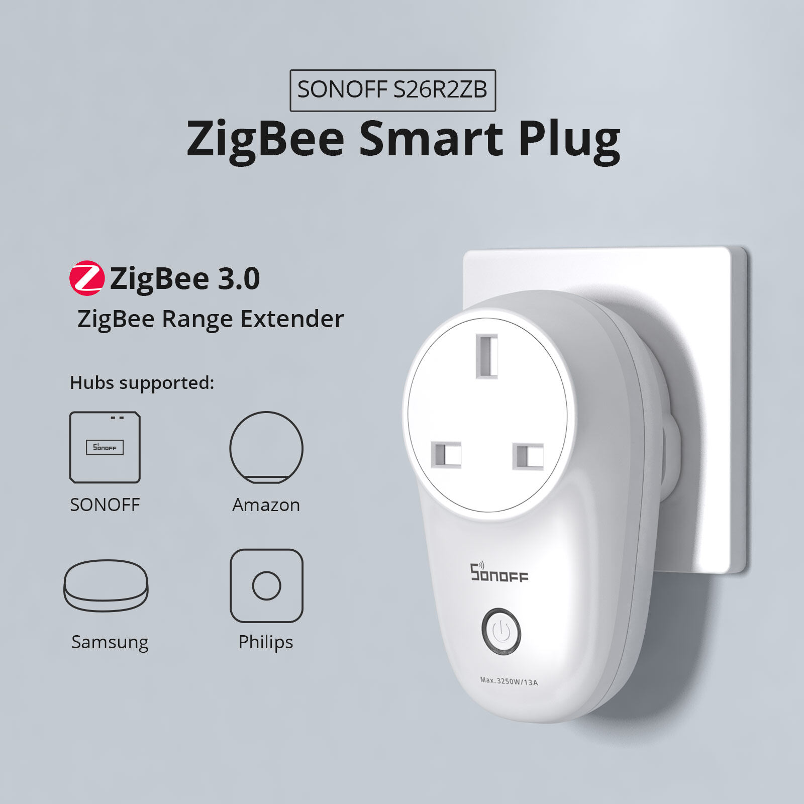 SONOFF S26R2ZB Smart Zigbee Plug 13A Wireless UK Plug Smart Home