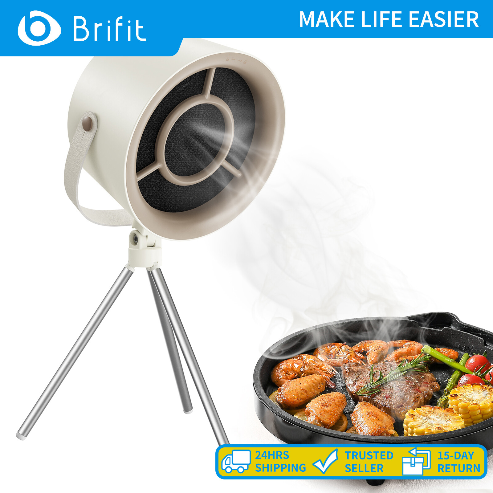 Brifit Máy hút mùi di động, Quạt thông gió nhà bếp, Máy hút mùi để bàn để nấu ăn, Máy hút mùi mini có thể tháo rời với 3 tốc độ, 5 bộ lọc có thể thay đổi, Lực hút mạnh cho BBQ trong nhà, Lẩu