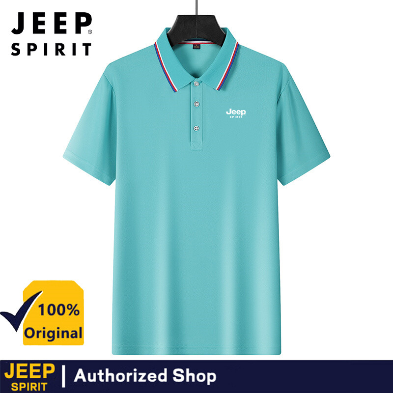  Jeep tinh thần Nam chất lượng cao Áo Thun Có Cổ vải cotton mùa hè mới cao cấp kinh doanh bình thường cổ áo polo Áo phông ngắn tay Top S-4XL 