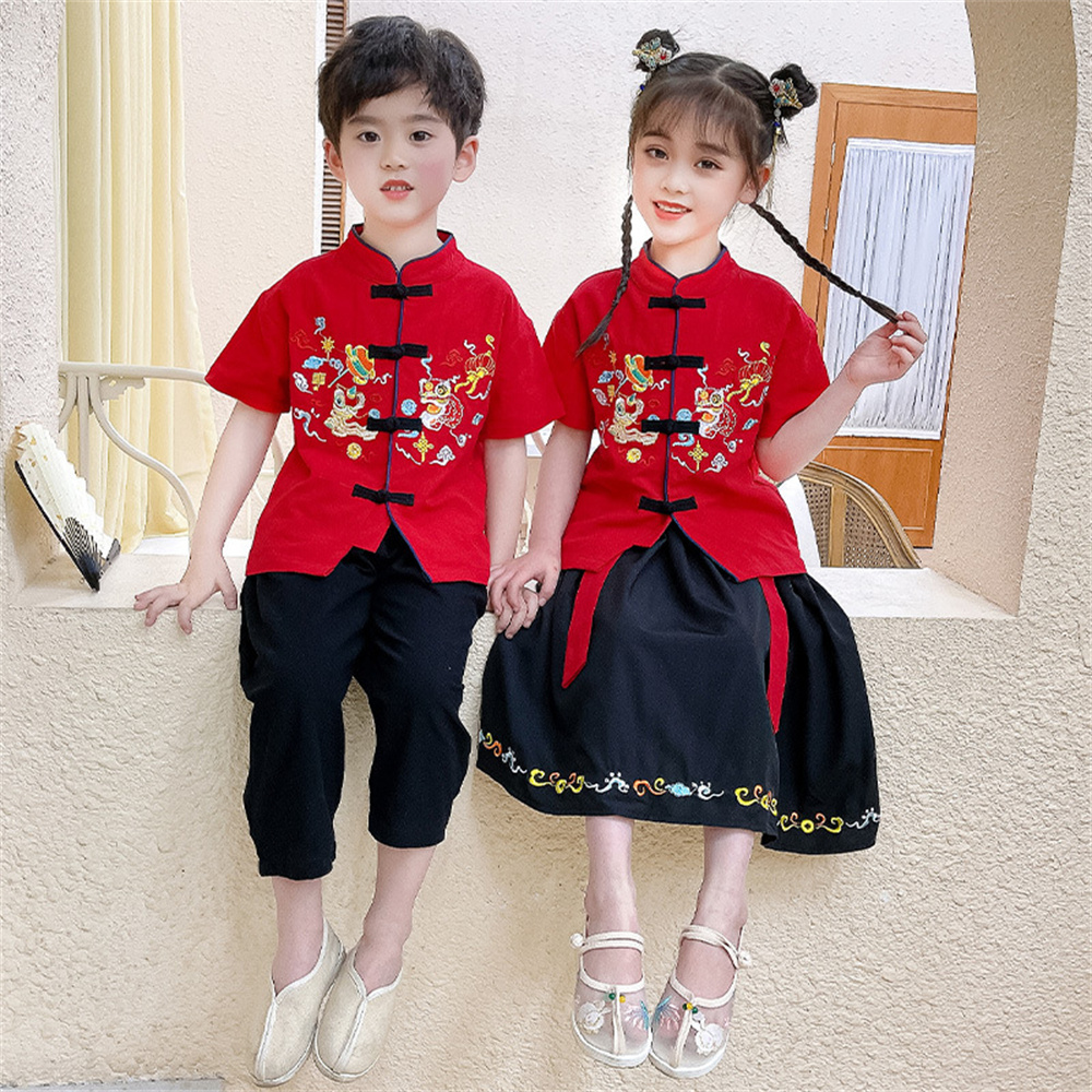 AISAMEFE Children Traditional Chinese Culture Han Costume Republic Of China Style Performance Costume Boys And Girls Students Recite The Three Character Classics Performance Costume CNY ราคา 485 บาท*ส่งฟรี