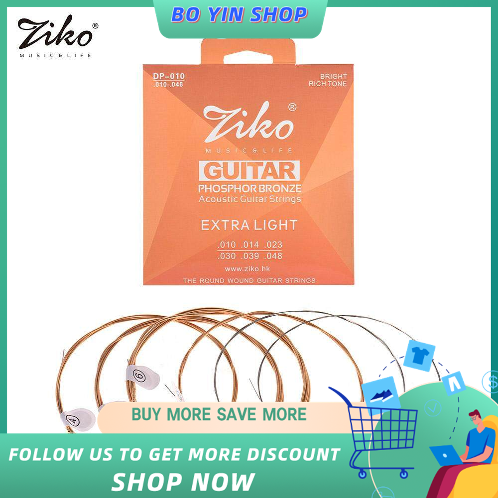 ZIKO DP-012 Light Acoustic Guitar Strings Hexagon Alloy Wire Phosphor Bronze Wound Corrosion Resistant 6 Strings Set