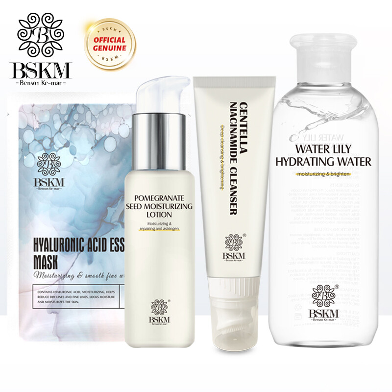 Gambar HOT BSKM Skin Care Set for Women Whitening 4pcs Facial Cleanser Toner Moisturizer Facial Mask Centella Asiatamide