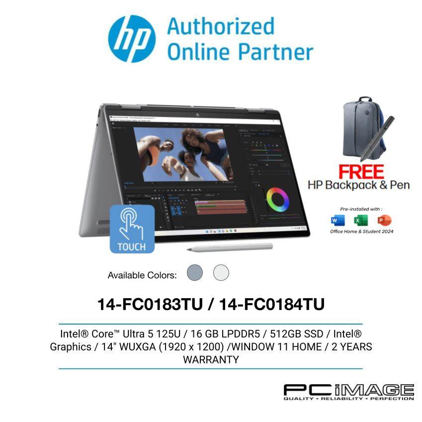 HP ENVY X360 14-FC0183TU / 14-FC0184TU (ULTRA 5-125U/16GB (OB)/512GB/14" WUXGA TOUCH/W11H/2YW/HS+M365) FREE BP+STYLUS
