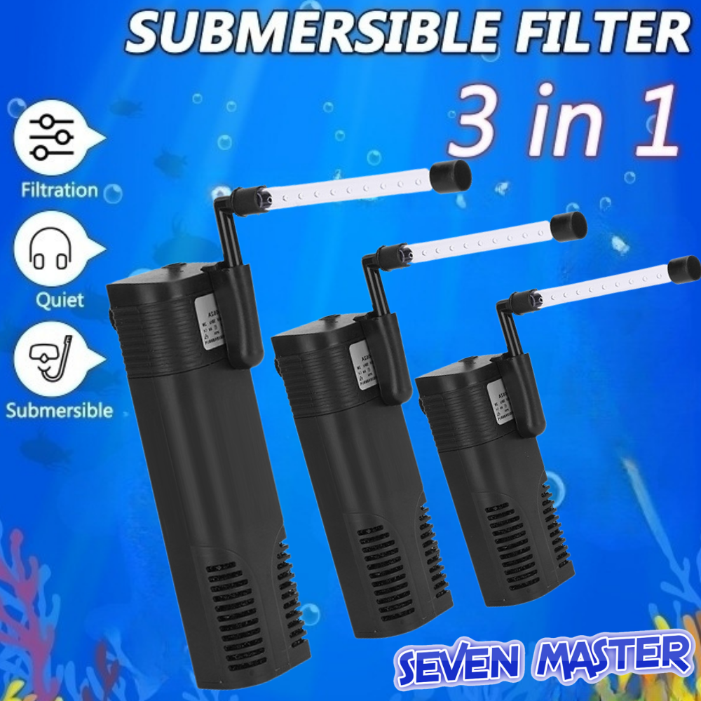 Bộ lọc hồ cá seven master 3 trong 1, cho máy bơm chìm bể cá, với chức năng của bộ lọc máy bơm nước bể cá oxy tuần hoàn