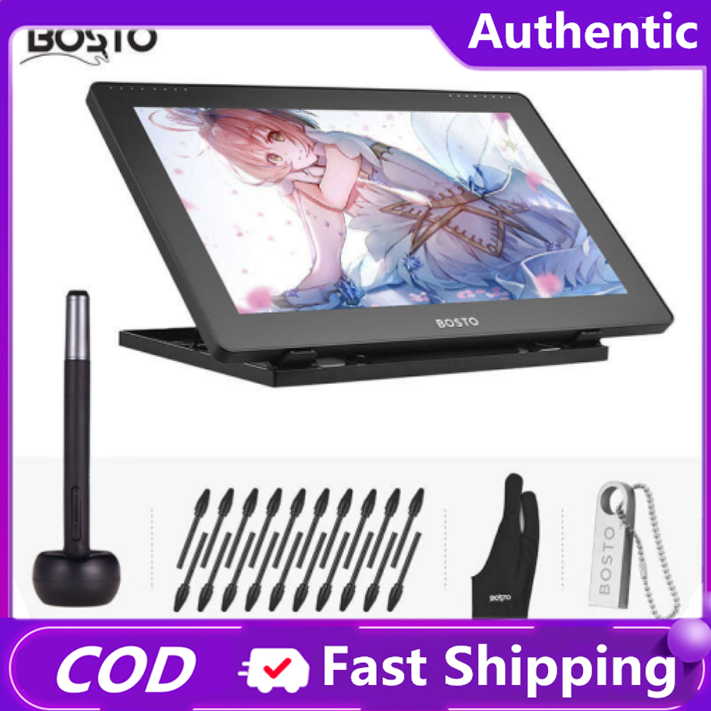 BOSTO 16HD 15.6 Inch IPS Graphics Drawing Tablet Display Monitor 1920 x 1080 High Resolution 8192 Pressure Level with Rechargeable Stylus Pen/ 20pcs Pen Nips/ 16GB USB Disk/ Glove/ Cleaning Cloth/ Adjustable Stand ราคา 9,141 บาท*ส่งฟรี