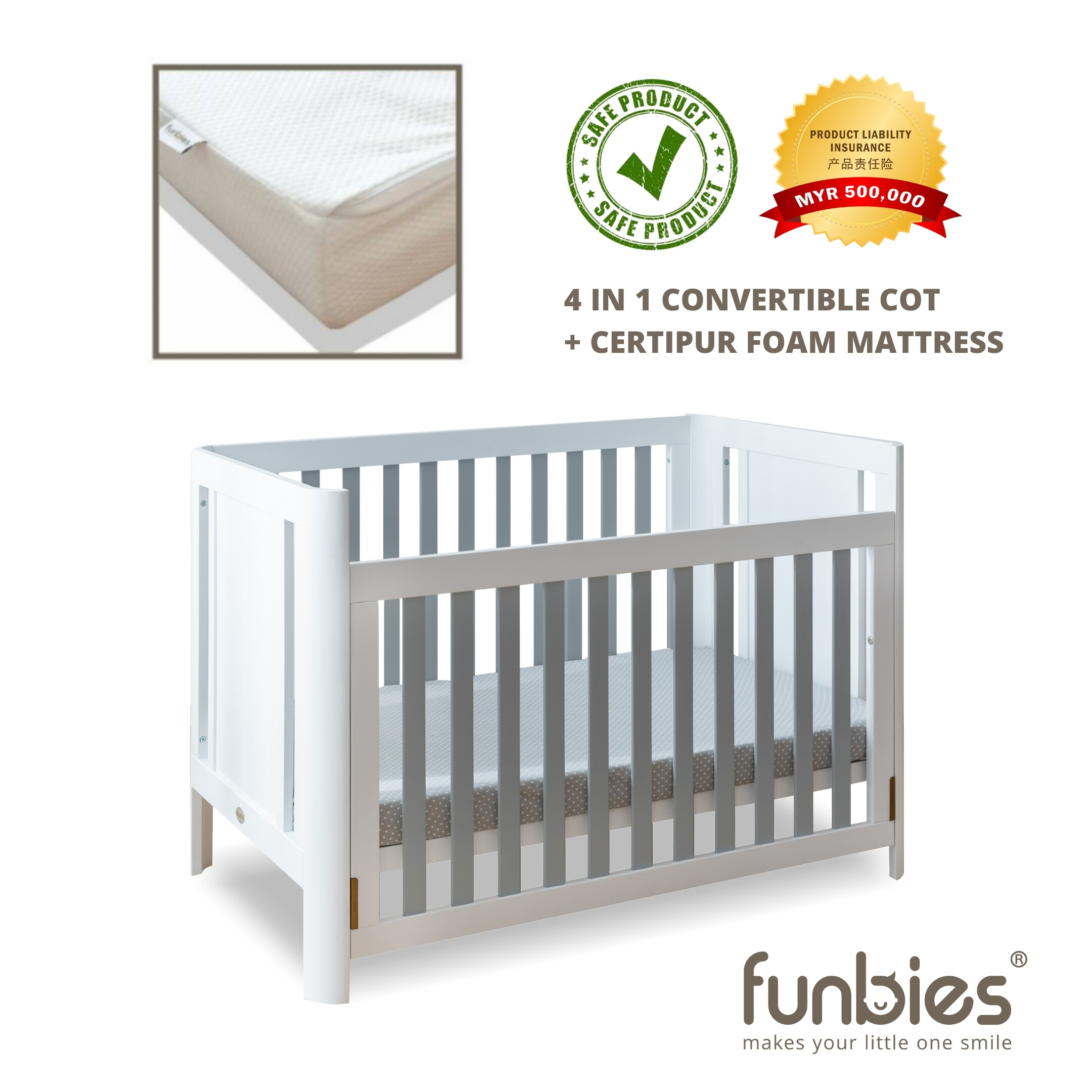 Funbies Clover Baby Cot Set (White) Lazada