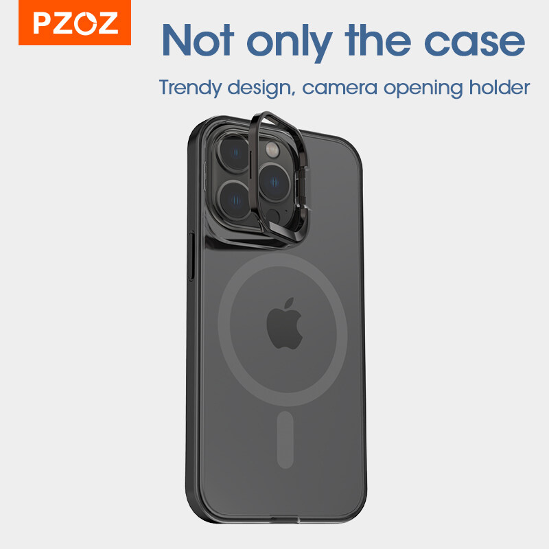 Pzoz ốp điện thoại cho iphone 14 pro max ốp bảo vệ cho iphone 12 13 pro max giá đỡ điện thoại sạc từ tính bảo vệ ống kính