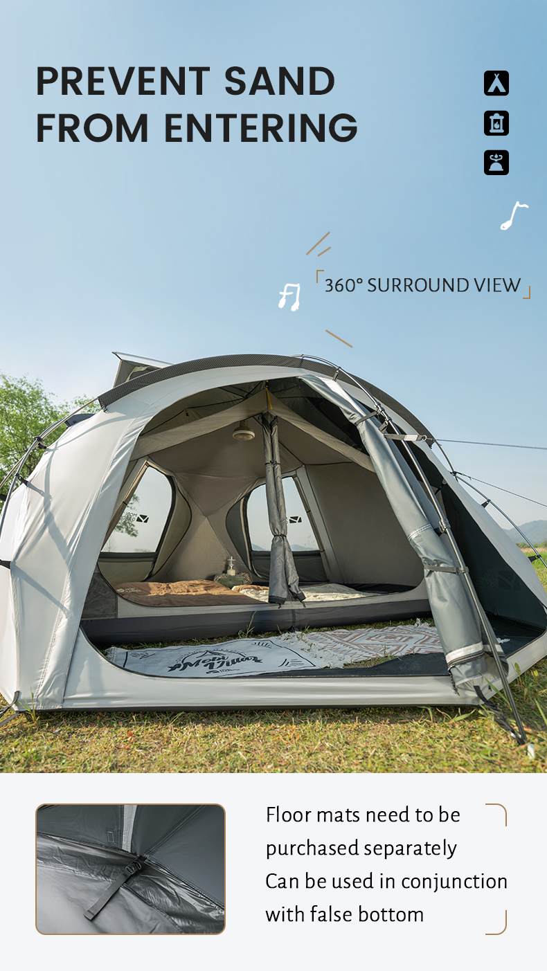 MOBI GARDEN Buitencamping Familietent Royal Castle voor glamping, zonnebrandcrème voor grote ruimtes
