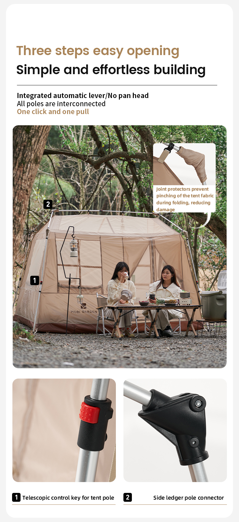 MOBI GARDEN Camping Instant Tent Automatic Tent Large Space Waterproof Picnic Outdoor · v49