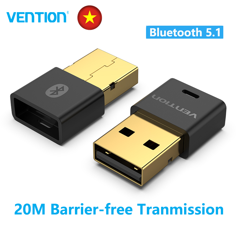 Vention®Thuận tiện USB mini đen 2400MHz Bluetooth 5.1 Adapter với móc ẩn Phạm vi hiệu quả trong vòng 20 mét 7 thiết bị kết nối cùng một lúc thời gian