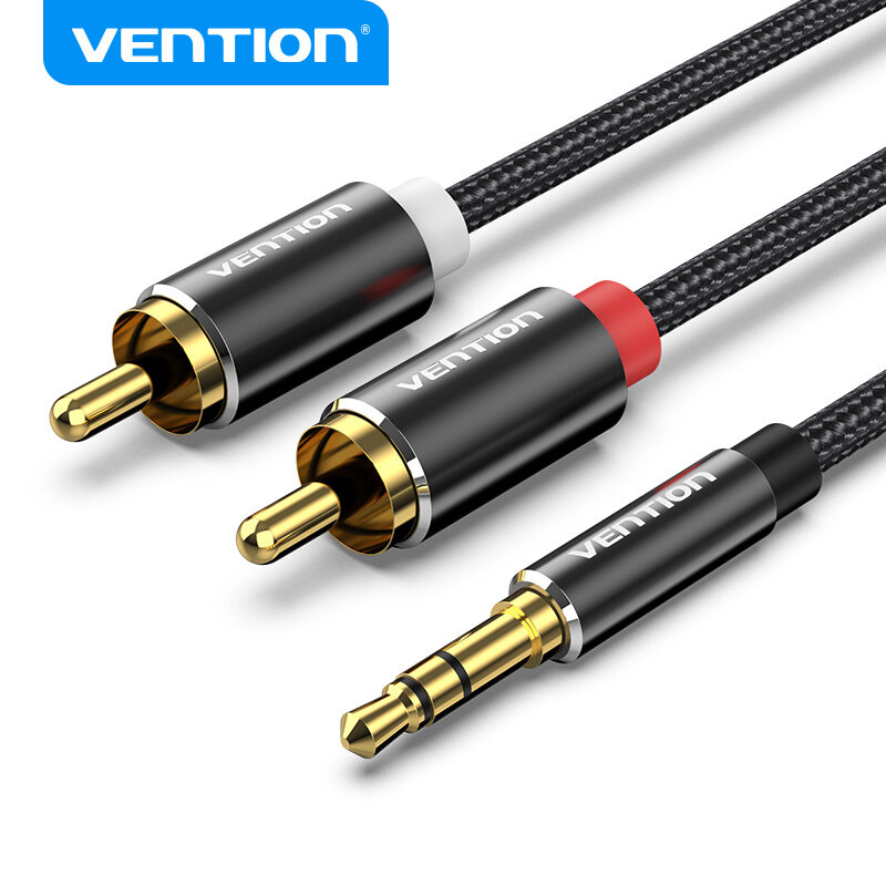 Vention Cáp RCA Dây AV Âm Thanh 3.5mm Jack Để 2 RCA Audio Cable for Phone Speaker PC Power Amplifier