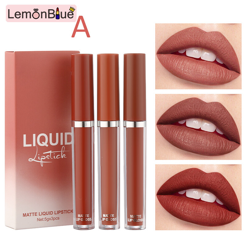 Gambar LemonBlue Matte Lipstick Set Long Lasting Waterproof Hydrating Lip Gloss for Cosmetic Tool Matte Lipstick Set Useful for Women Cosmetic Tool Long Lasting Waterproof Hydrating Lip Gloss