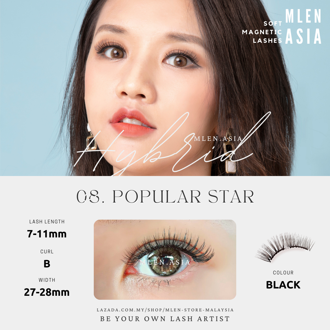 Gambar MLEN Magnetic Eyelash ?????? BULU MATA MAGNETIK MLEN   POPULAR STAR STYLE 100% Original | Easy to Apply   Wear In Seconds 08 Popular Star ???? (SET)