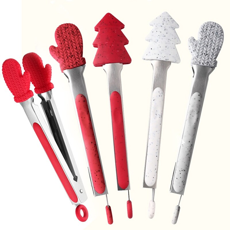 Gambar Justdolife Kitchen Tong Silicone Locking Cute Food Tong Serving Tong Kitchen Cooking Salad Serving BBQ Tongs Clip Cramp