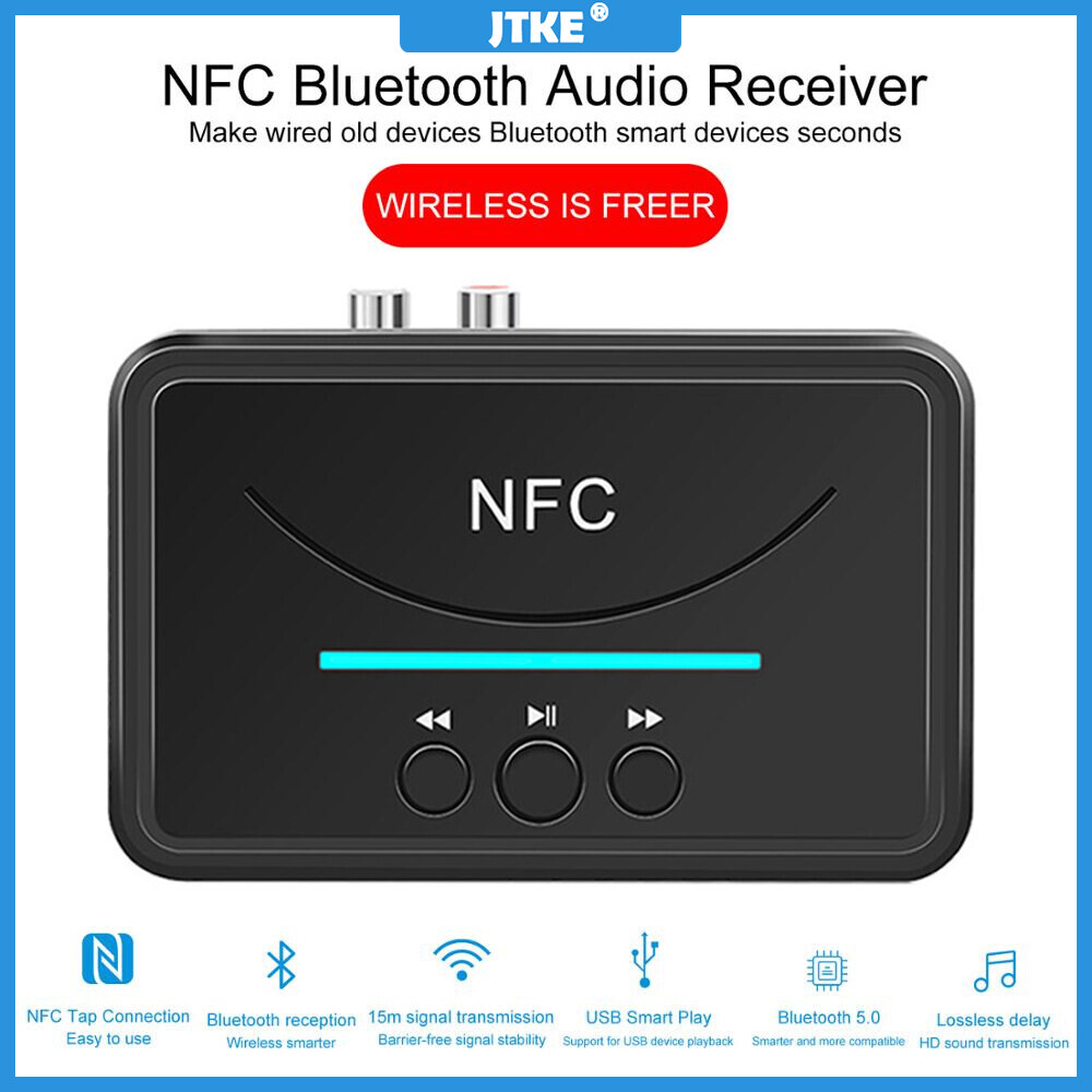 Đầu Thu Bluetooth BT200 NFC 5.0 A2DP AUX Giắc Cắm RCA 3.5Mm Dongle Phát Lại Thông Minh USB Bộ Chuyển Đổi Không Dây Âm Thanh Nổi Cho Bộ Loa Xe Hơi
