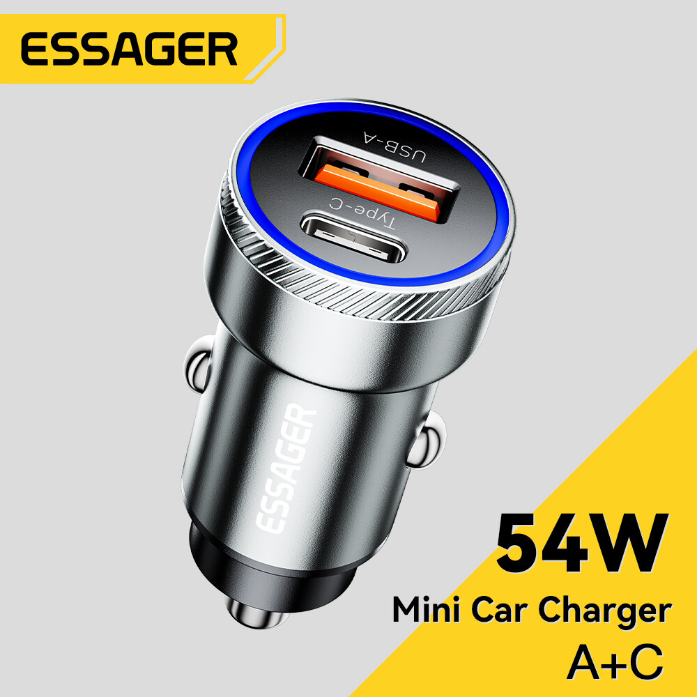 Essager 54W USB Car Charger 5A Fast Charge 3.0 QC PD 3.0 SCP AFC 30W USB Type C Quick Charging For iPhone Huawei Samsung Xiaomi ราคา 132 บาท*ส่งฟรี