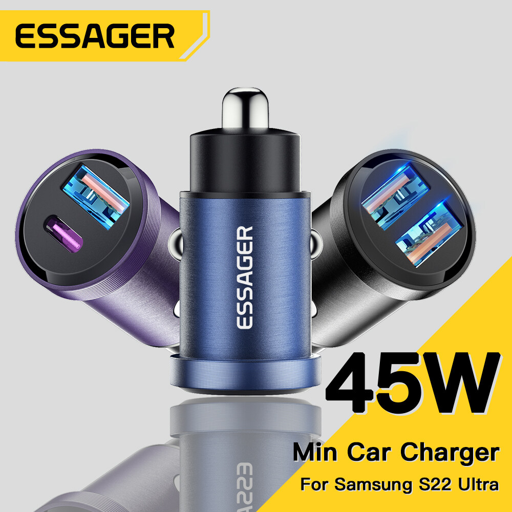 Essager Bộ Sạc Xe Hơi USB 30W Bộ Sạc Nhanh QC 3.0 PD 3.0 Cho Iphone 12 13 Xiaomi Oneplus Điện Thoại