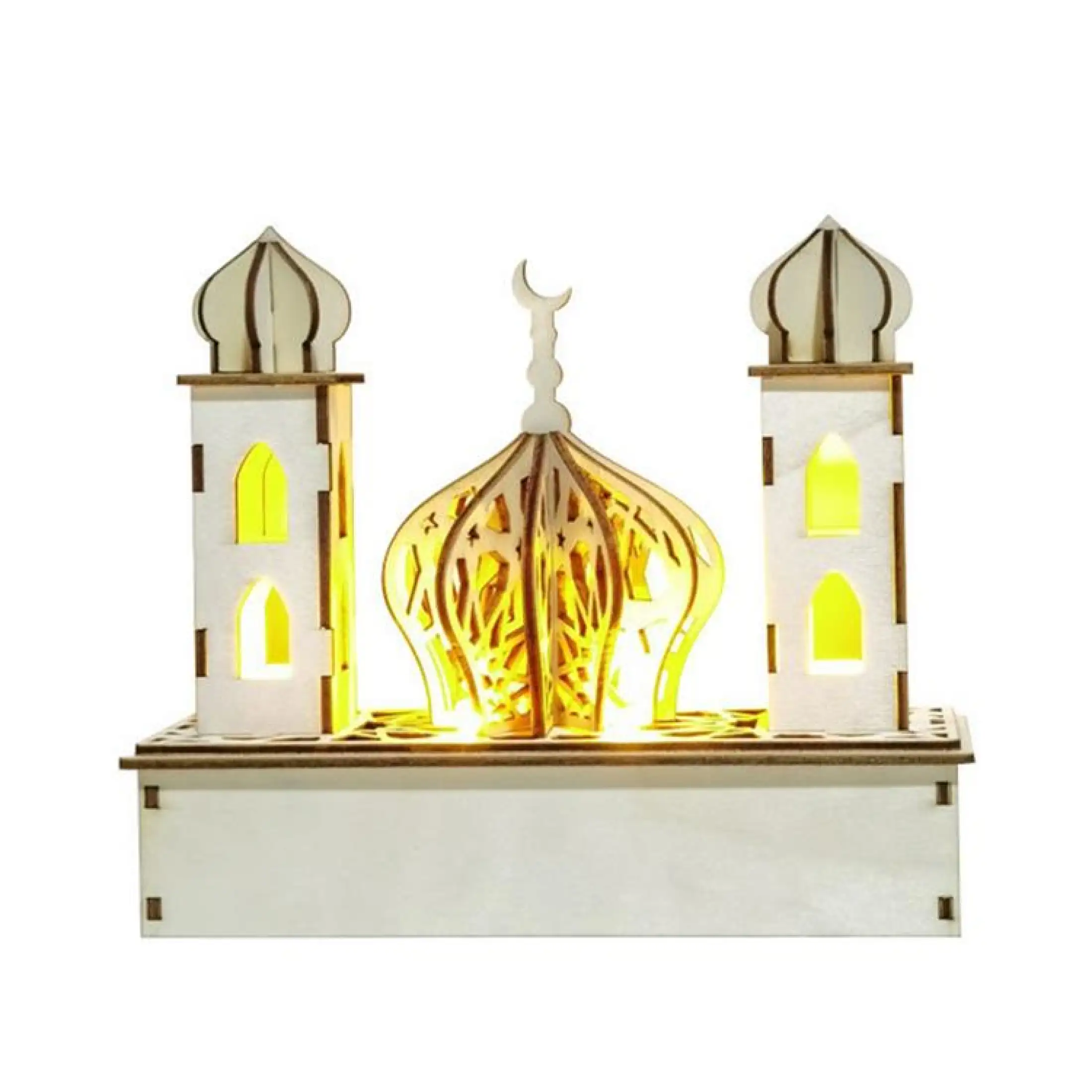 DIY Muslim Palace Night Light LED Wooden Eid Mubarak Decoration
