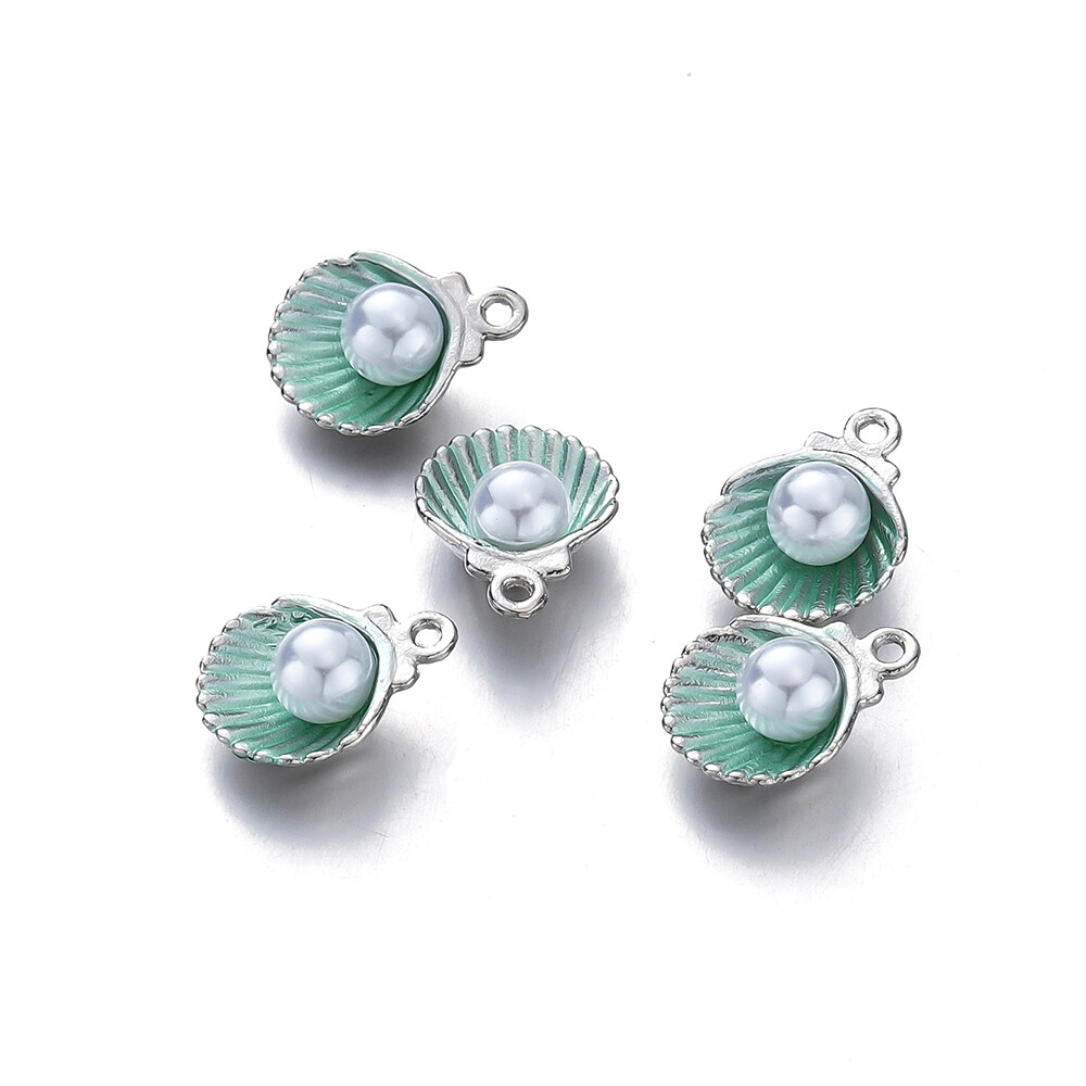 St.kunkka 10 chiếc/Túi Mặt dây chuyền vỏ vỏ ngọc trai mặt dây chuyền hợp kim sơn mài cho trang sức làm Vòng Cổ Vòng tay tự làm