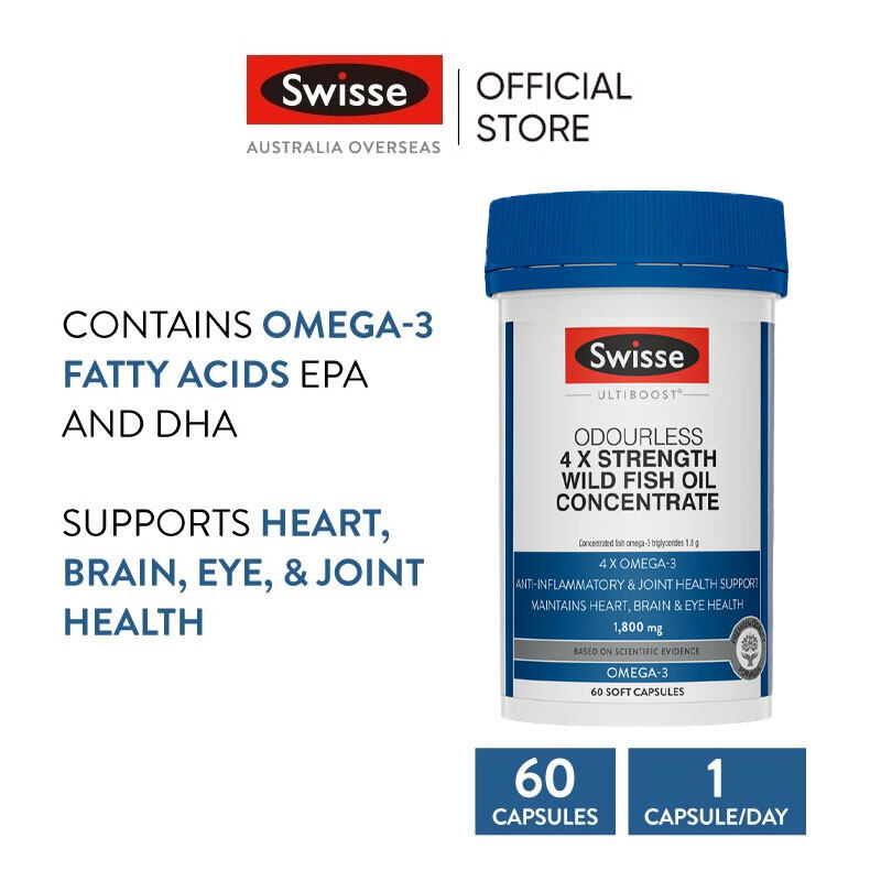 Dầu Cá Swisse Ultiboost Odourless 4 x Strength Wild Fish Oil Concentrate