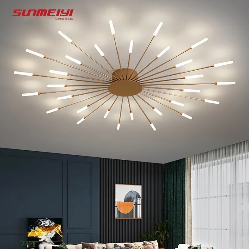 Modern LED Ceiling Light Multi Black Gold Sun Flower Lamp For Living Room Study Dining Rooms Bedroom Illumination Fixture Lustre - Brand SUNMEIYI Presyo 2,550 Piso*Libreng Shipping