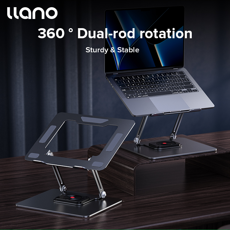 Llano Giá đỡ máy tính bảng nâng hợp kim nhôm có thể gập lại đế máy tính xách tay có thể xoay 360 ° cho máy tính xách tay iPad