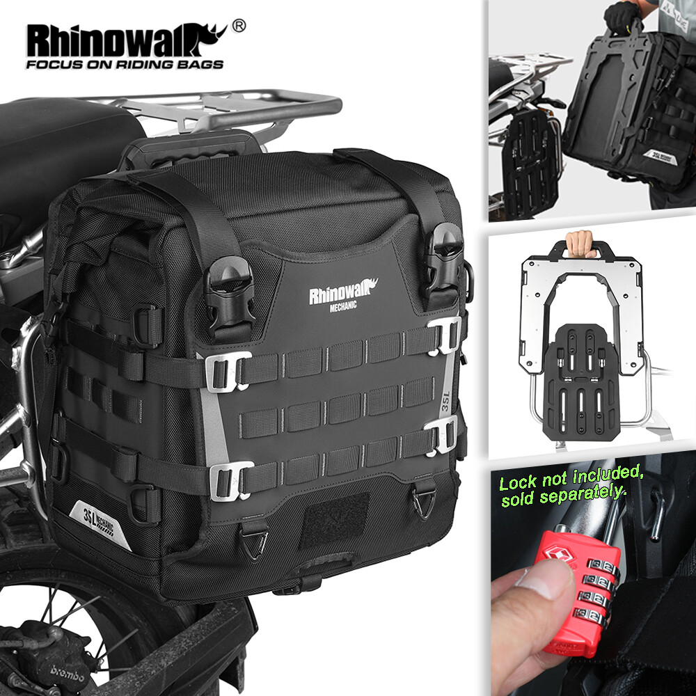 Rhinowalk Motorcycle Saddle Bags Internal Waterproof Quick-Release 35L With Anti-Theft Lock Ports(Lock Not Included) Molle Expansion System Multi-Compartment Design Outdoor Cycling Travel Storage Luggage Pack Motorcycle Accessories ราคา 768 บาท*ส่งฟรี
