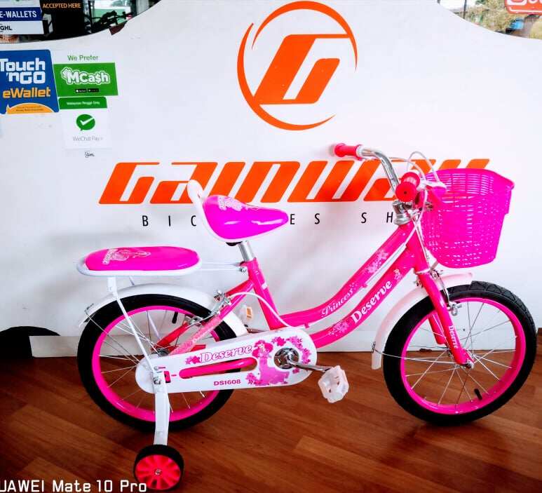 DESERVE 16 Inch BMX Kids S Bike And Training Wheels for 3-6 Years Old Girl Gift Bike BDS1608SR