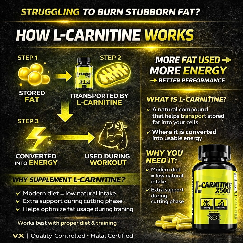 VITAXTRONG™ L-Carnitine X500 Elite | Fat Metabolism • Weight Management • Energy Support • Performance | Halal [VX]