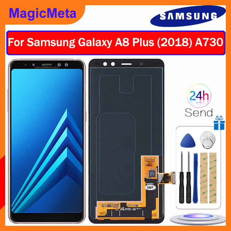 Magicmeta OLED màn hình cho Samsung Galaxy A8 Plus A730 Màn hình LCD Màn hình Màn hình cảm ứng Bộ số hóa màn hình cho Samsung Galaxy A8 Plus A730 Màn hình hiển thị