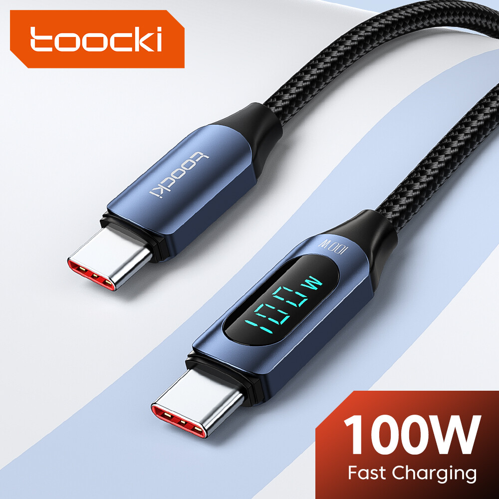 Toocki cáp sạc nhanh pd 100w 5a type-c sang type-c cho macbook pro ipad huawei pad xiaomi sạc nhanh 1m/2m