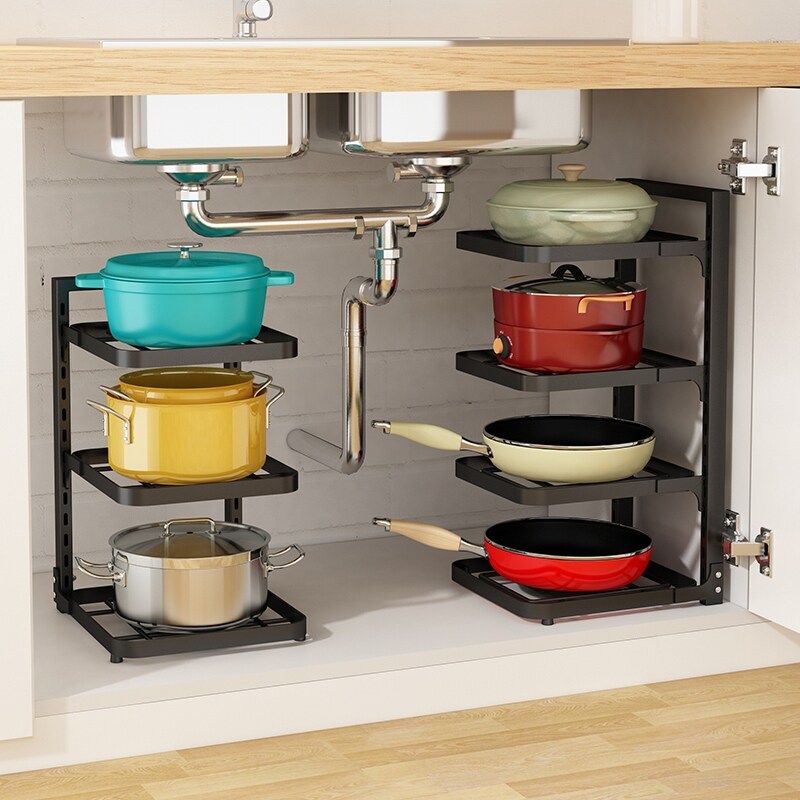 Gambar The kitchen shelf multilayer corner POTS to receive domestic ambry mesa sink layered pot storage shelves