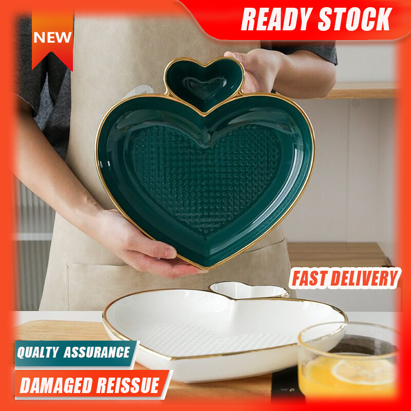 Gambar ??READY  STOCK??Peach Heart Dumpling Dish with Vinegar Plate Household Partition Plate Dumplings Special Plate Nordic Breakfast Plate