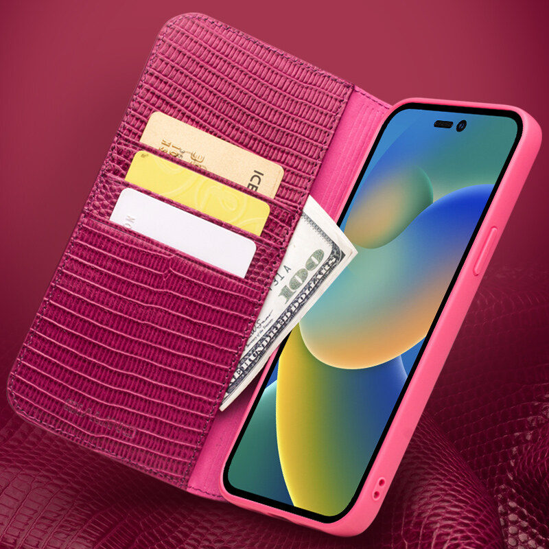 Qialino ốp thủ công mỏng sang trọng cho iphone 14 13 pro max bao da thật dạng ví có khe đựng thẻ ốp lật cho iphone 13 14 plus