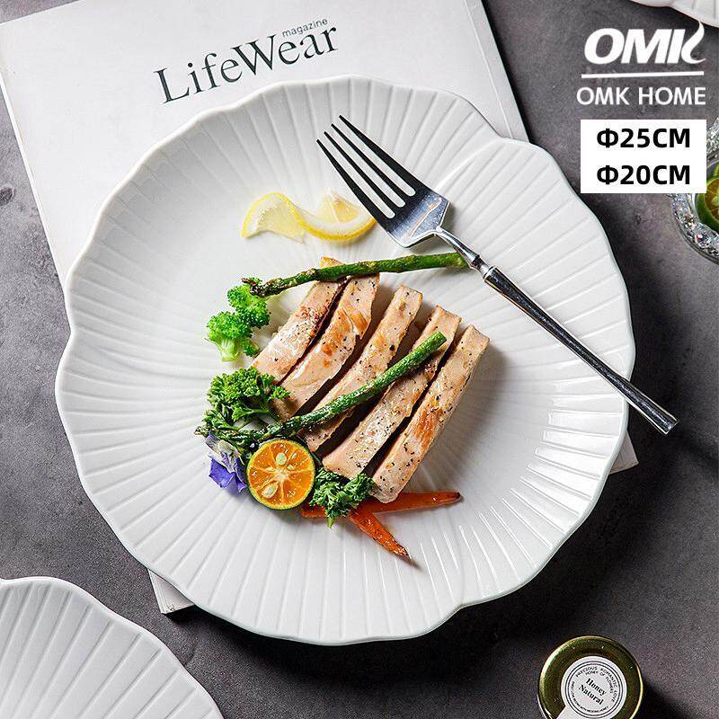 OMK Minimalist style Ceramic Flower Shape Dinner Plate