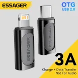 Essager OTG 3A Chuyển Đổi Lightning Nữ Để Loại-C loại Nam-C Nữ Để Lightning Nam USB2.0 480Mbps Adapter Cho iPhone 15 14 13 Pro Max XS Cộng Với iPad macbook Loại C Để IOS Chuyển Đổi