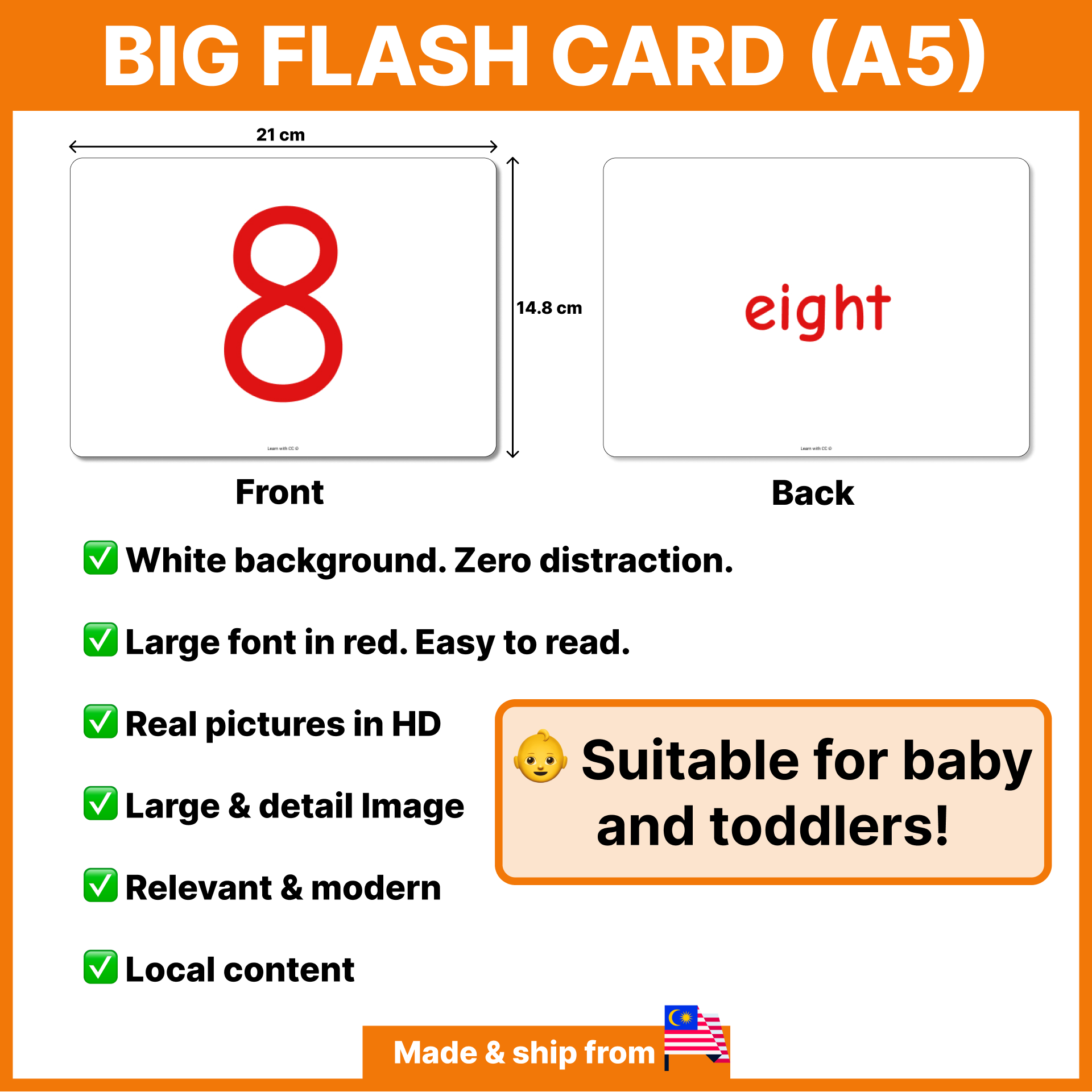 Big Flash Card Numbers, 123, Dots Kad Imbas Besar Real Image